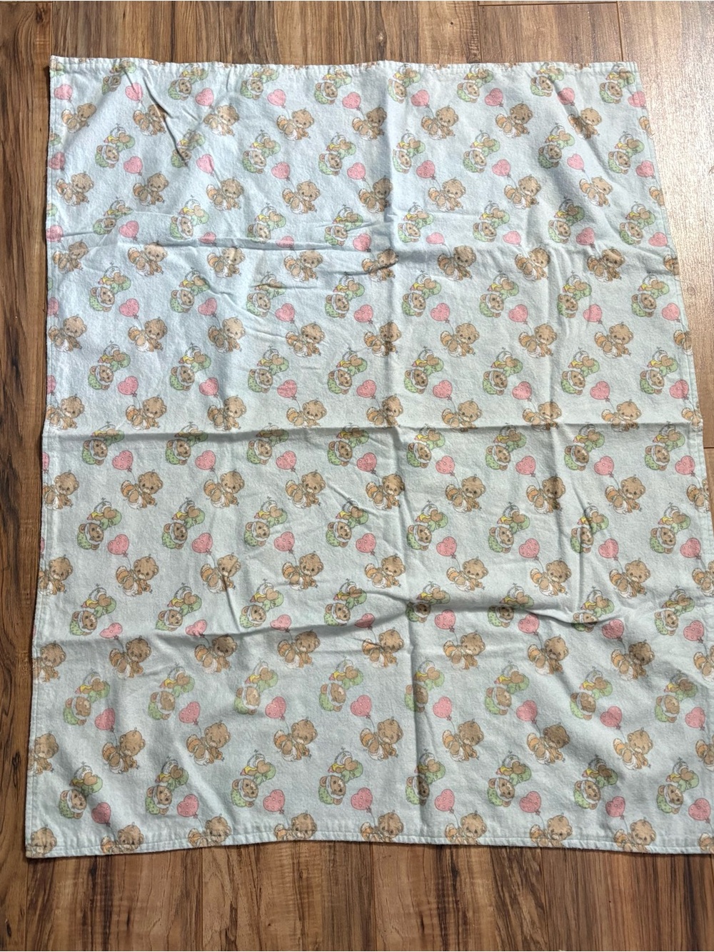 Lot of 2 Vintage Flannel Baby Blanket Precious Moments Teddy Beddy Bear Handmade - Picture 8 of 11